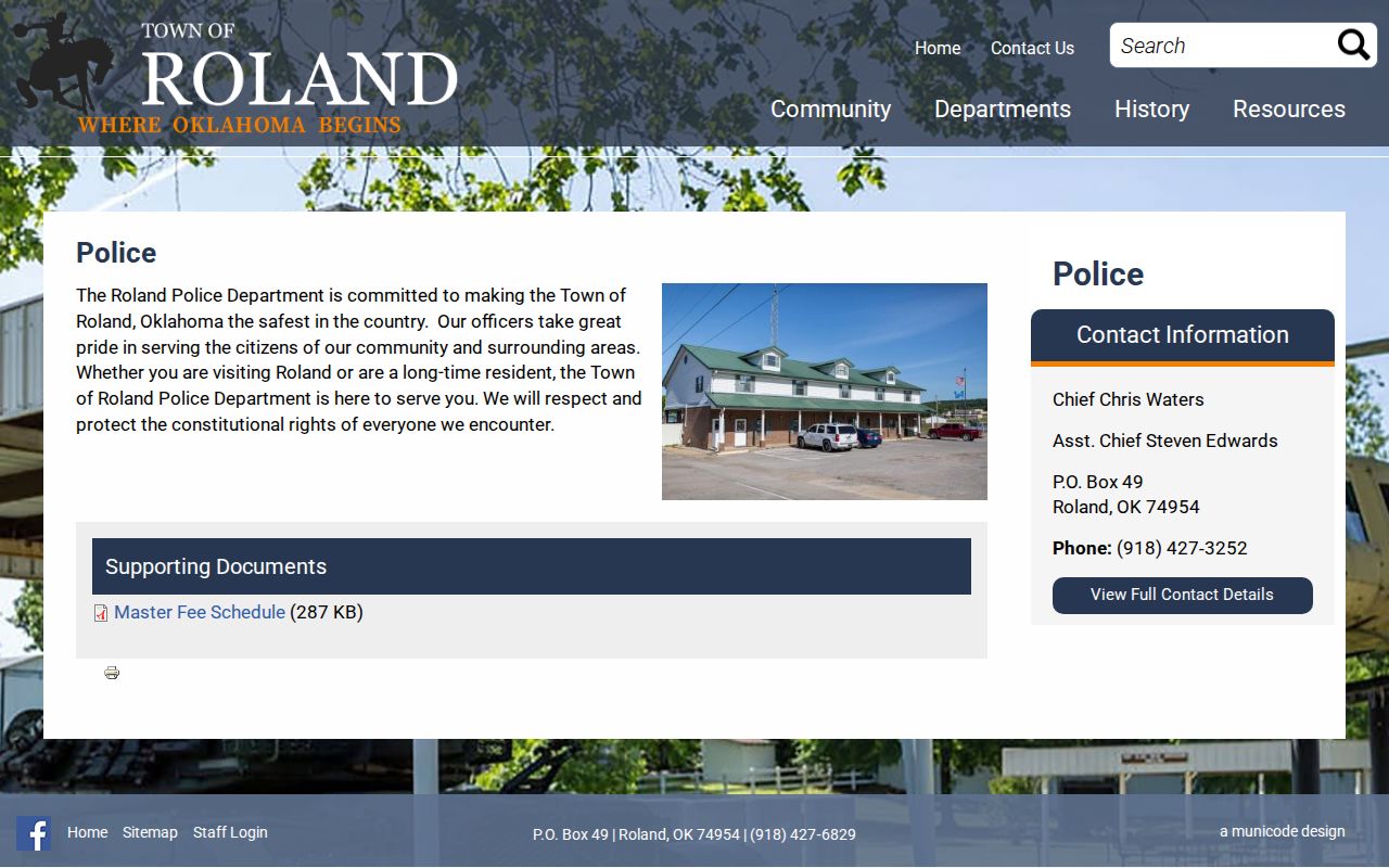 Roland Police Department arrest-record source page